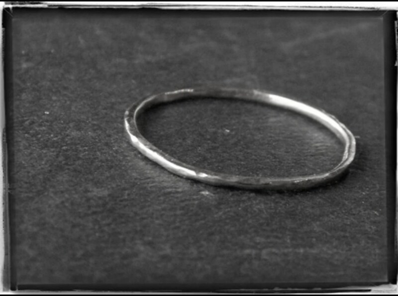Skinny Stacker Ring Solid Cast Sterling Silver rustic Minimalist 1mm Band handmade stacking unisex wedding band. Made to order in your size